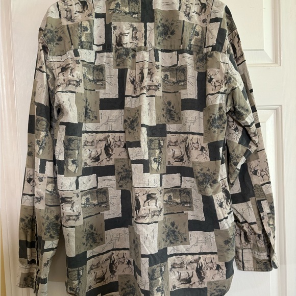 Vintage 90s Y2K Columbia Patchwork Graphic Deer Long-Sleeve Button-Down Shirt - Picture 11 of 15